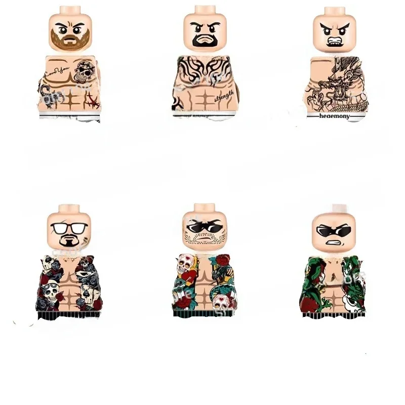 Blocs de construction MOC à assembler, vieille fleur classique, marque tendance, tatouage pour homme, accessoires de Collection pour garçon, jouets d'ornement Puzzle