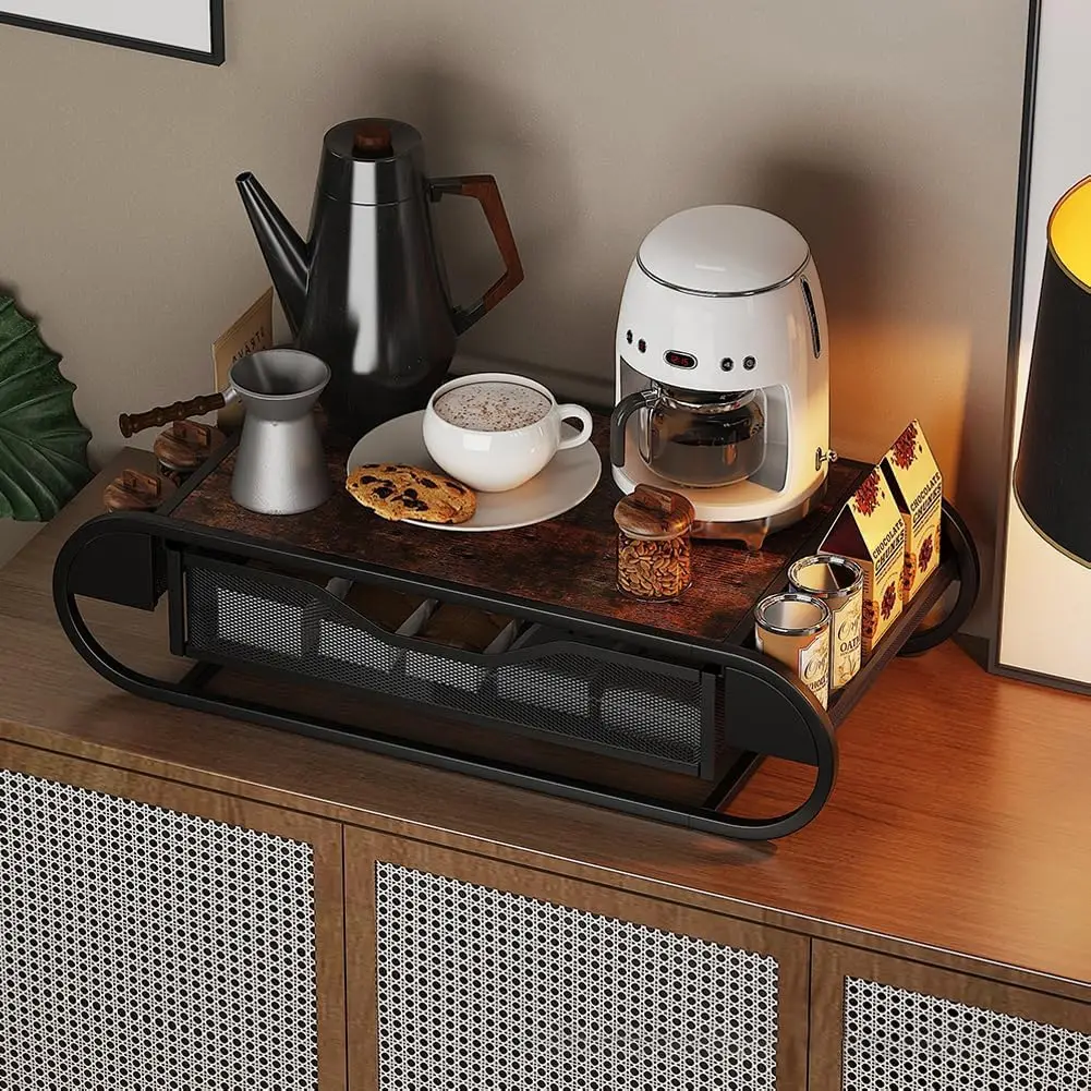 Cassetto Portacapsule, Organizzatore per Capsule con Guide Scorrevoli Allargate, Supporto per Macchina da Caffè con Tazze Monouso per la Conservazione
