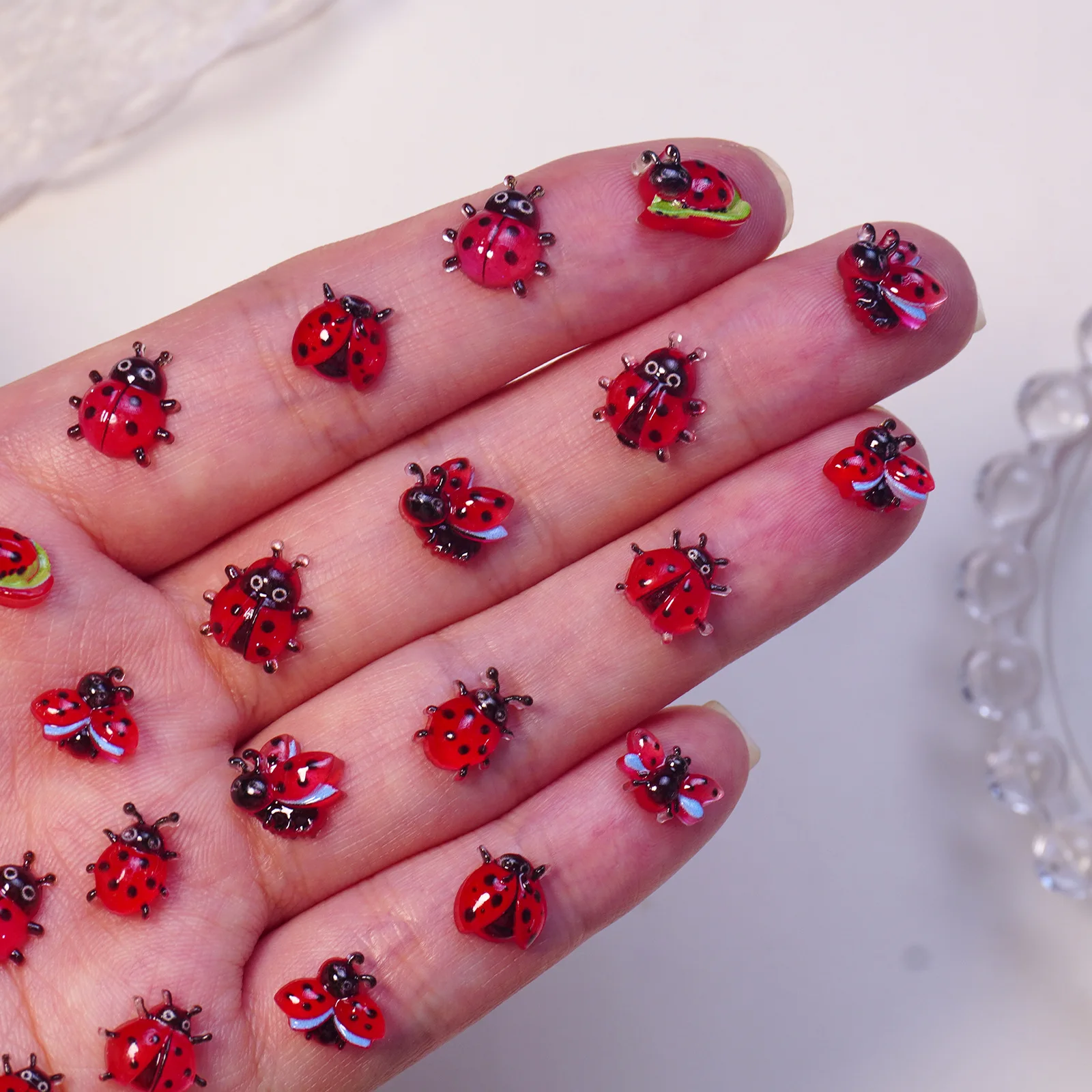 30pcs 3D Ladybug Resin Nail Charms – Cute Flatback Animal Embellishments for DIY Manicure, Phone Case Decoration, Jewelry & Cra
