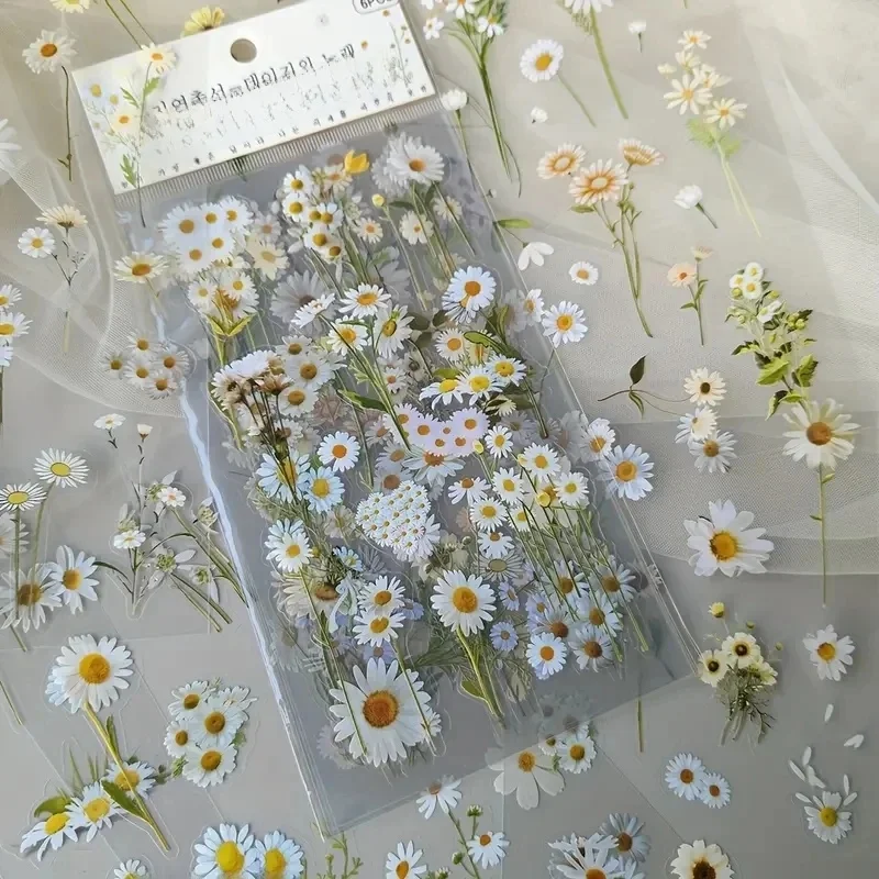 JIANQI 6 sztuk/paczka przezroczyste naklejki dla zwierząt domowych materiały do scrapbookingu DIY śmieci dziennik kolaż kwiatowe liście rośliny naklejki dekoracyjne — zdjęcie 2