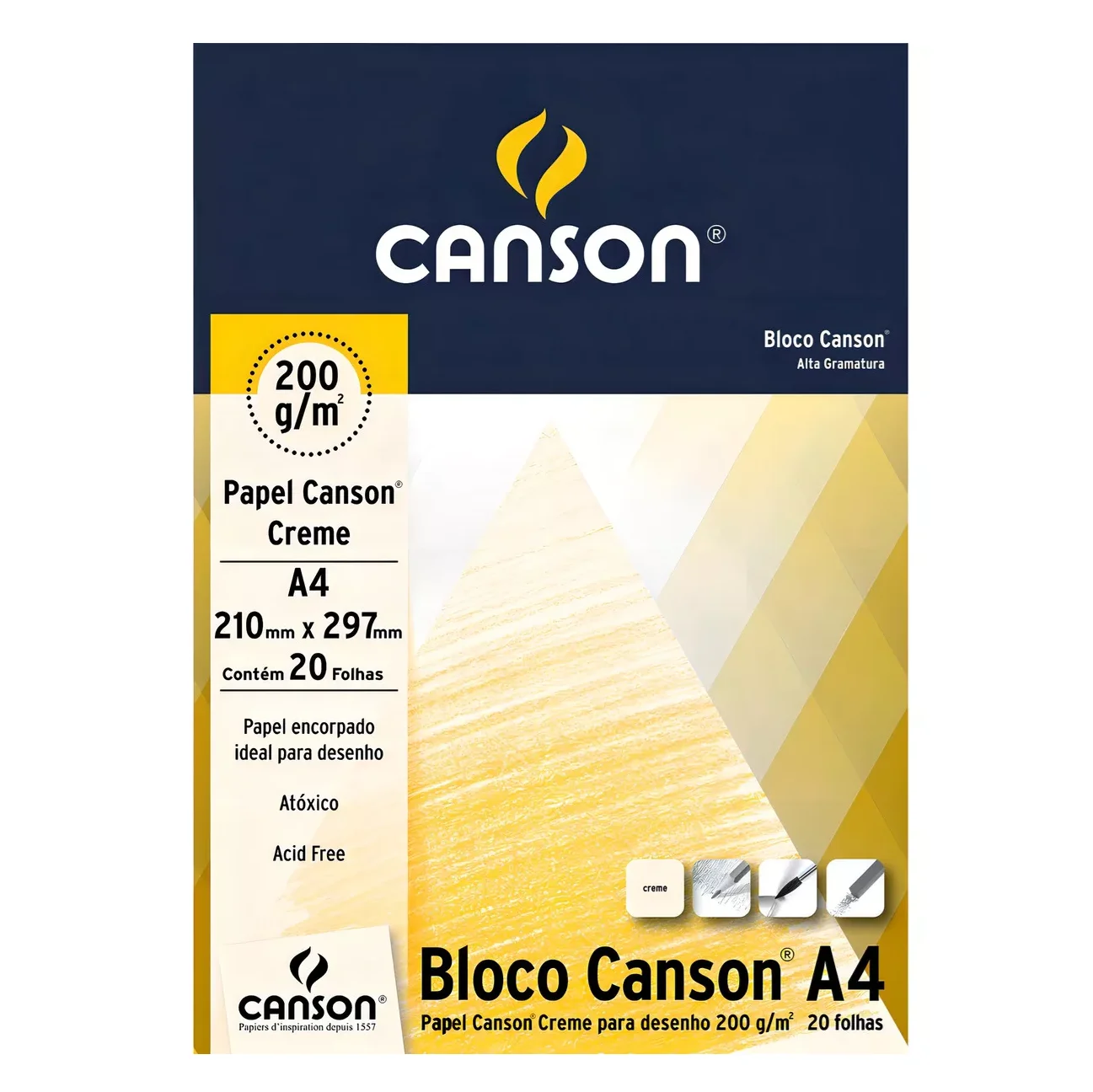 200g Canson A4 White Drawing Block