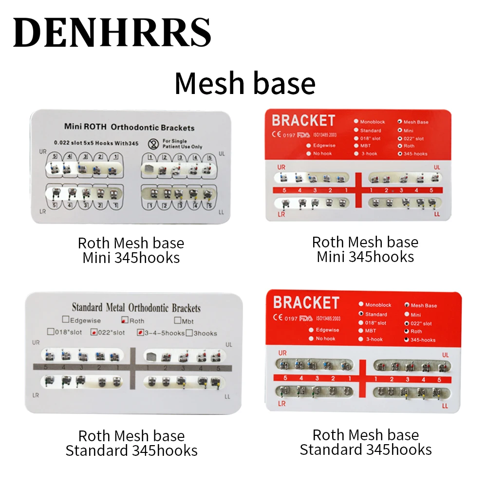 Roth Meshbase 022 Orthodontic Brace, Invite ket, 345 Crochets, Standard Mini, 1Pack, 20Pcs