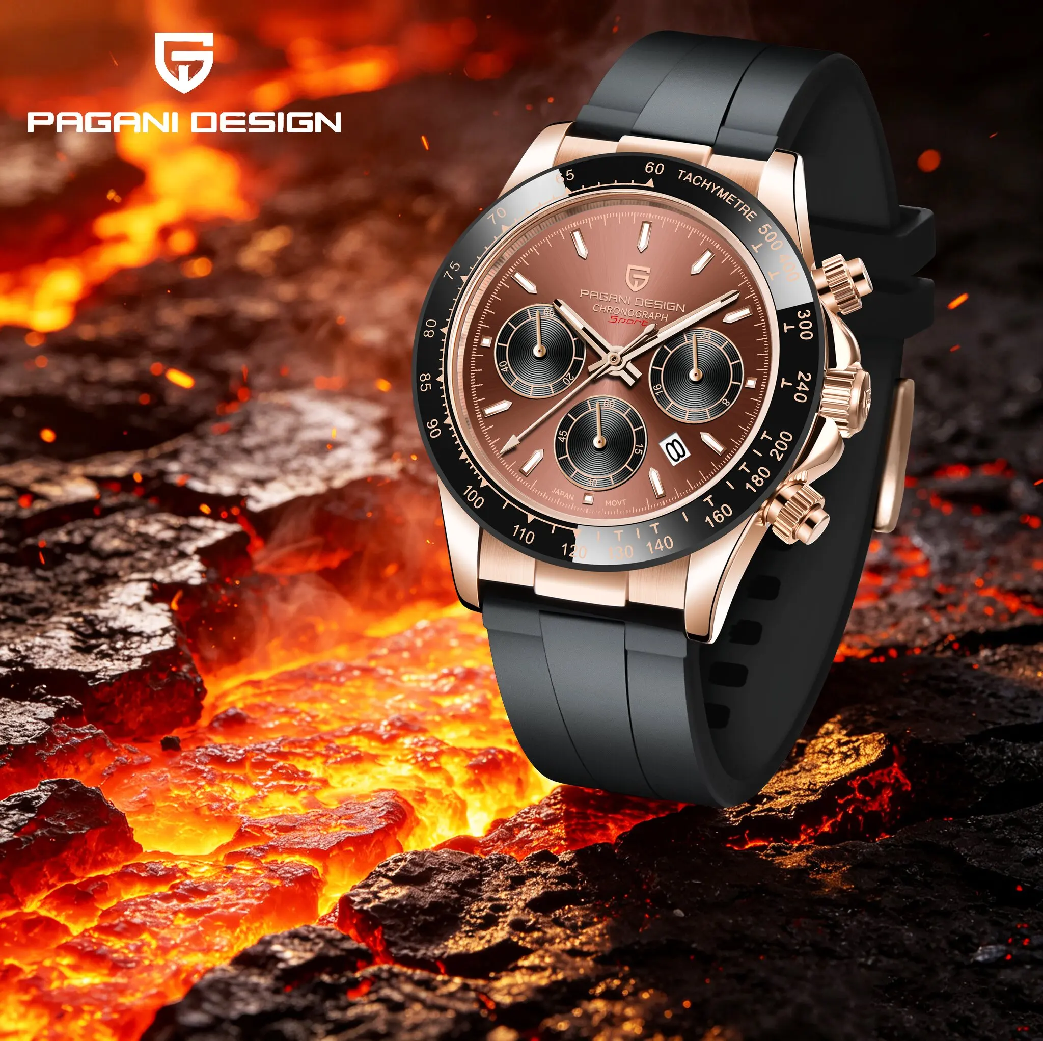 PAGANI DESIGN Men Quartz Watch Trend Street Shooting Sports Tachometer Calendar Waterproof Sapphire Glass Multifunctional Watch