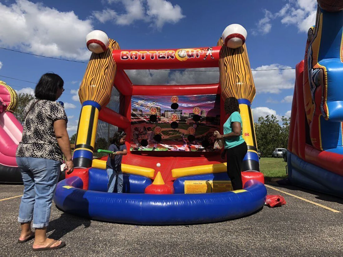 Jeu de baseball gonflable commercial avec souffleur, jeux de baseball gonflables en PVC, carnaval en plein air, jeu de pièces pour enfants à vendre