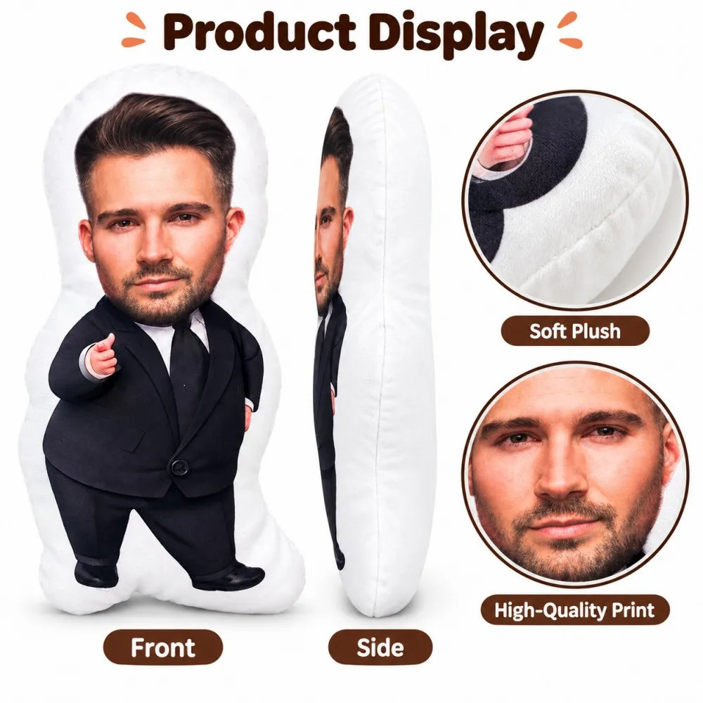 Custom Full Body Photo Pillow Personalized Human Shape Cushion Soft Plush Face Pillowcase Sofa Bedroom Car Decor Gift Cover Only