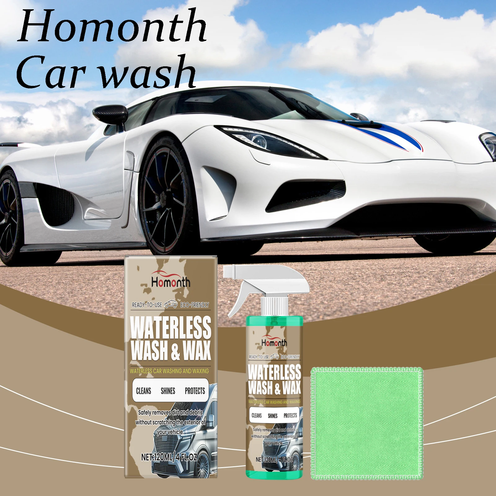 Homonth عامل طلاء السيارات بدون ماء تنظيف البقع إزالة الأوساخ استعادة اللمعان تعزيز لمعان إزالة الترسبات وكيل تنظيف السيارة