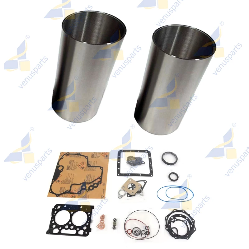 Z402 Full Gasket Set+ 2 PCS Cylinder Liner Full For Kubota Overhaul Rebuild Kit Engine Parts 15281-21110 64*2HK+1.5+3mm