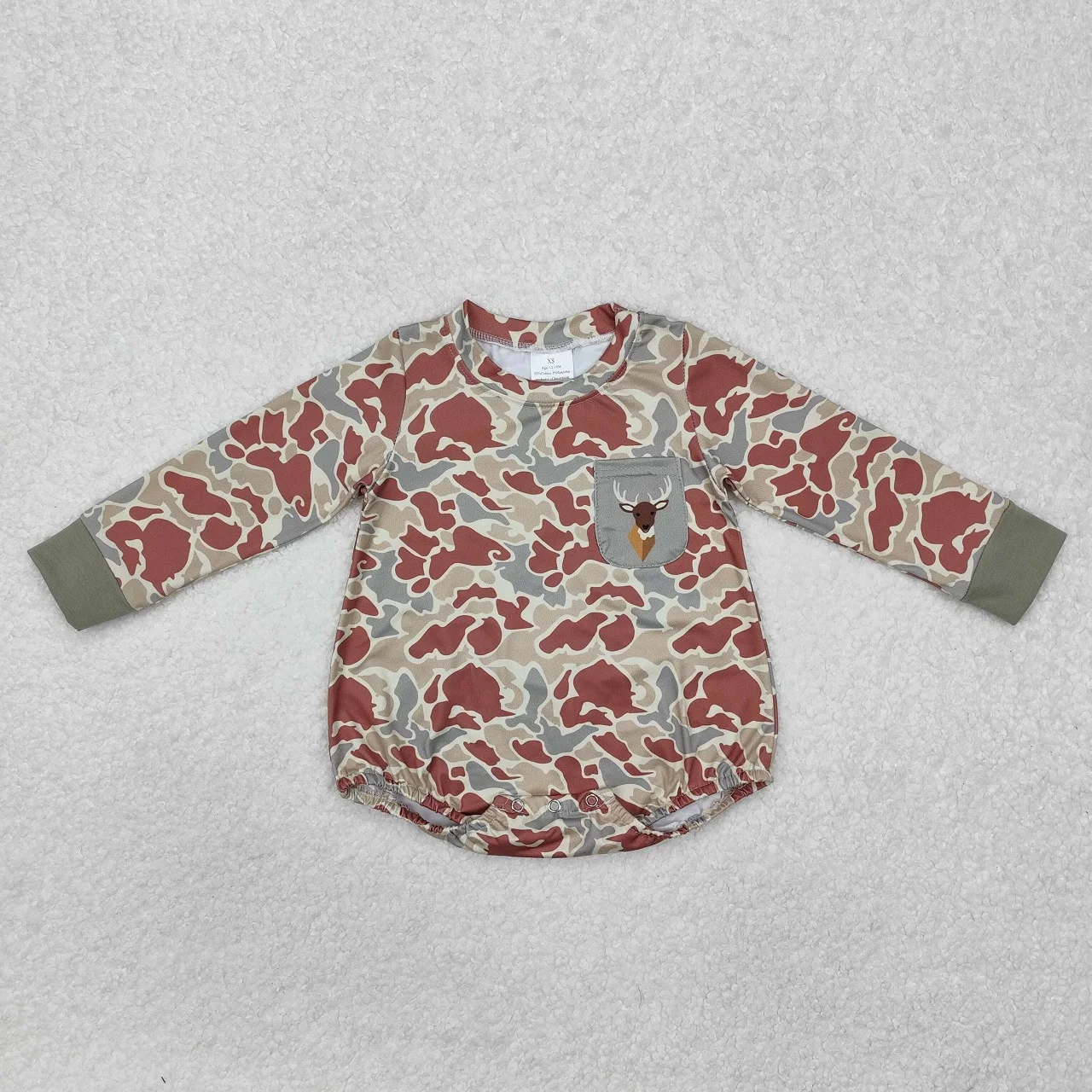 

Wholesale Toddler Newborn Coverall Children Bodysuit Kids Long Sleeves Deer Pocket Clothes Baby Boy Infant Camo Bubble Romper