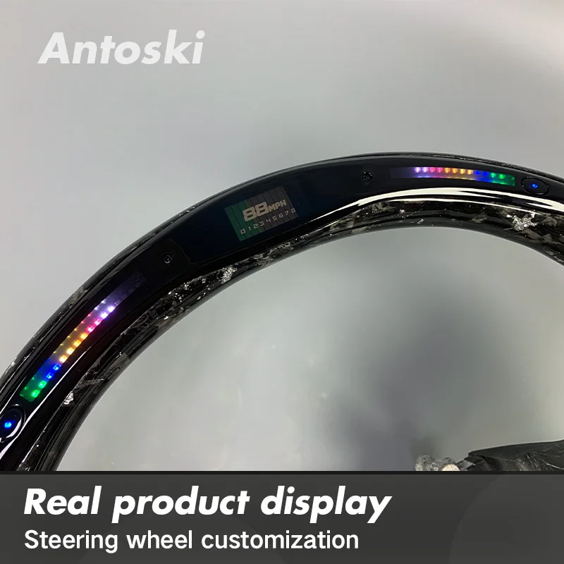 عجلة قيادة من ألياف الكربون مزورة من جلد الغزال مخصصة لسيارة Honda Accord الجيل العاشر 2018-2023 مجهزة بمصابيح LED #4