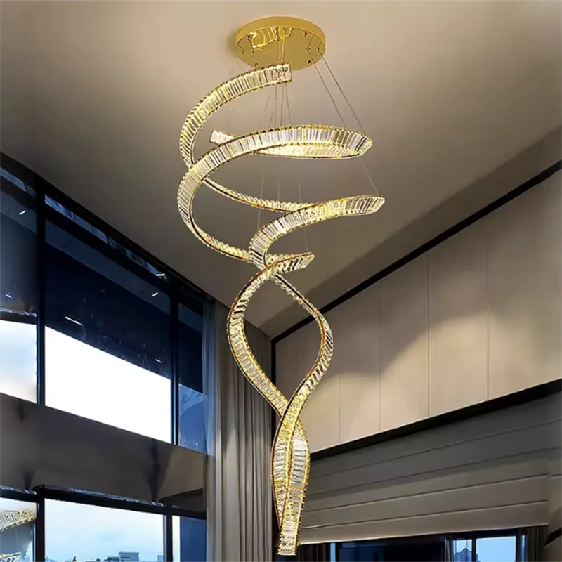 

Современная хрустальная люстра для дома, подвесной светильник для лестницы, подвесные светильники для гостиной, интерьерное освещение