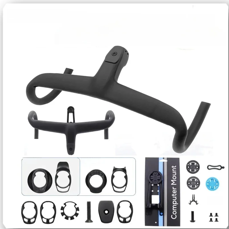 AliExpress NONE no logo Carbon Cockpit Full Internal cable Bike Cockpit Road Bicycle Handlebar Di2 Integrated Handlebar 360mm Cockpit With Mount