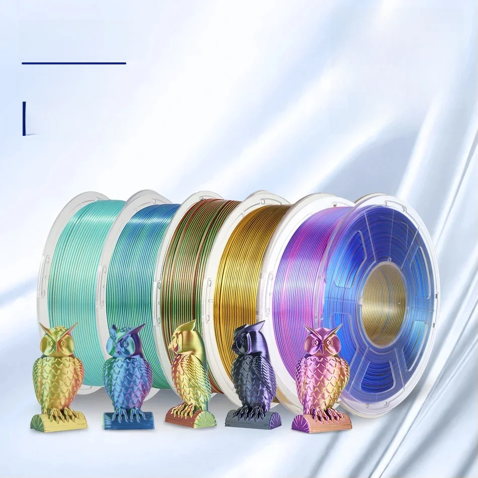 JAYO SILK PLA-filament 1,75 mm dubbele kleuren 3D-printerfilament Co-extrusie Zijde Drievoudige kleuren 3D-filament Glanzend Veelkleurig Verandering - afbeelding 2