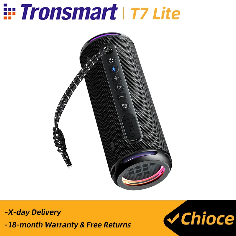 Tronsmart T7 Lite Portable Speaker 24W Wireless Speaker with Enhanced Bass, 24H Playtime, APP Control,IPX7,for Camping Party