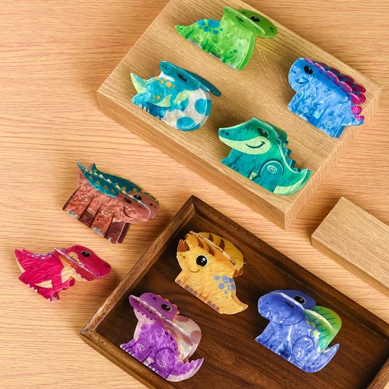 Griffes de cheveux de dessin animé de dinosaure pour femmes, couleurs de dopamine, mignonnes, élégantes, décontractées, pinces pour filles, accessoires pour cheveux