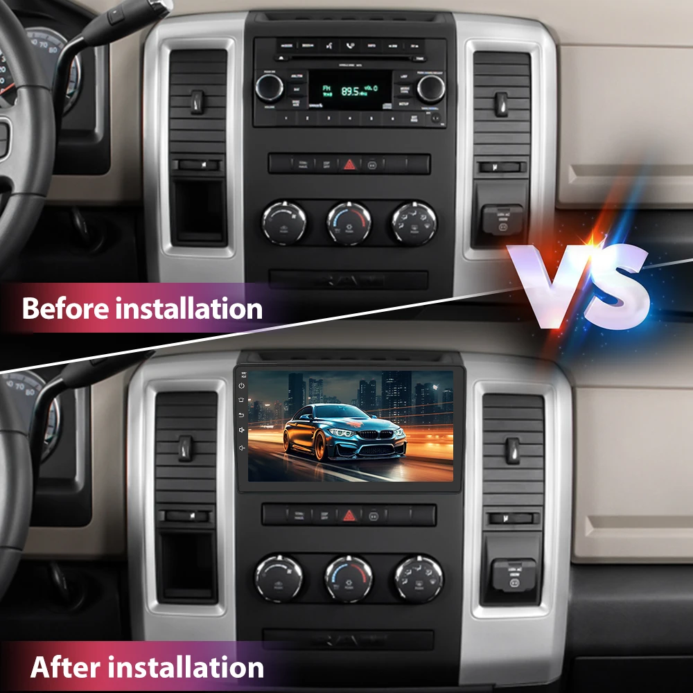 junsun Car Radio Stereo Upgrade for Jeep Wrangler JK 2007-2018 Dodge Ram Android 13 with Wireless CarPlay Android Auto