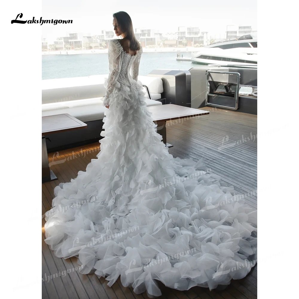فاخر الحبيب مشد انفصال تنورة ثلاثية الأبعاد الزهور كامل الدانتيل الأورجانزا فستان الزفاف مخصص vestidos de novia رداء دي mariée