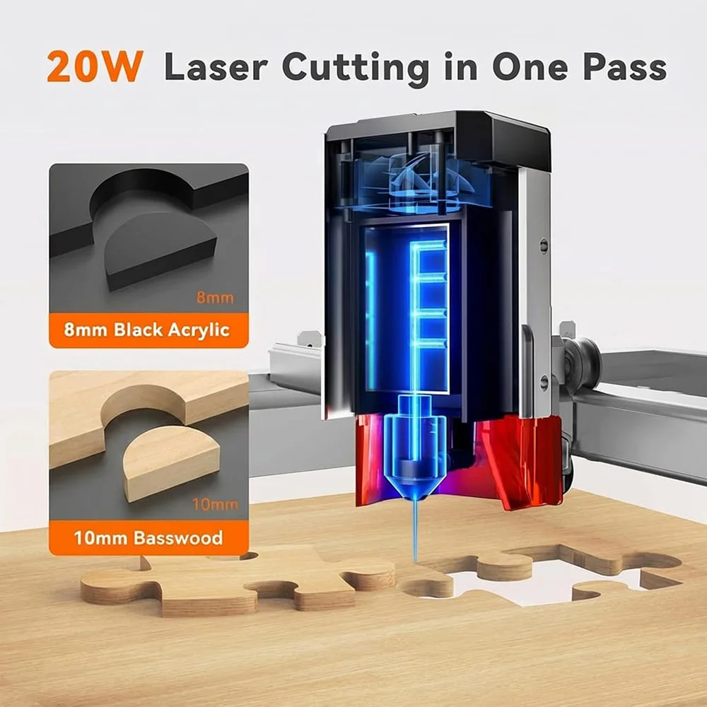 TOOCAA L2 20W Ingesloten AI Lasergraveermachine Klasse 1 Veiligheid Desktop Grote Oppervlakte Hout Acryl Leder MDF Graveermachine