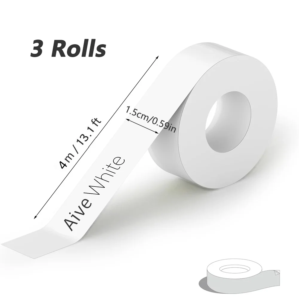D30 شريط ملصقات مستمر حراري متوافق مع صانع الملصقات الصغيرة الذكية ملصقات طباعة بيضاء سبليت الظهر 15 مللي متر x4 متر 0.59 "x23'3 لفات