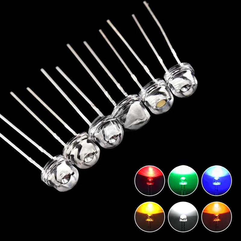 50 sztuk 5mm słomkowy kapelusz LED Super jasna biała 0.3W 0.5W 0.75W moc dioda elektroluminescencyjna czerwony żółty zielony niebieski ciepły biały pomarańczowy — zdjęcie 2