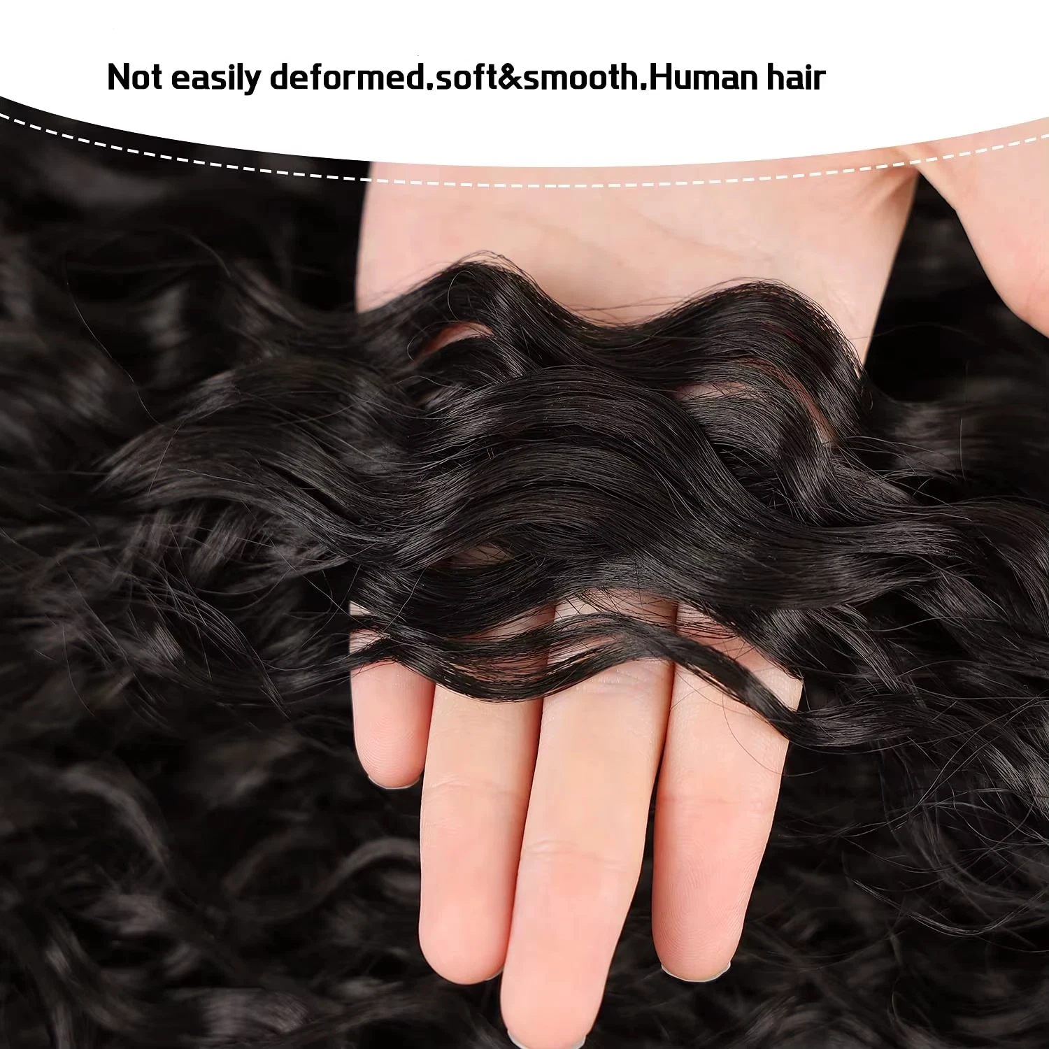 포니테일 인모 연장 딥 웨이브 헤어 드로스트링 포니테일 # 여성용 1B 내추럴 블랙 포니테일 인모 헤어 익스텐션