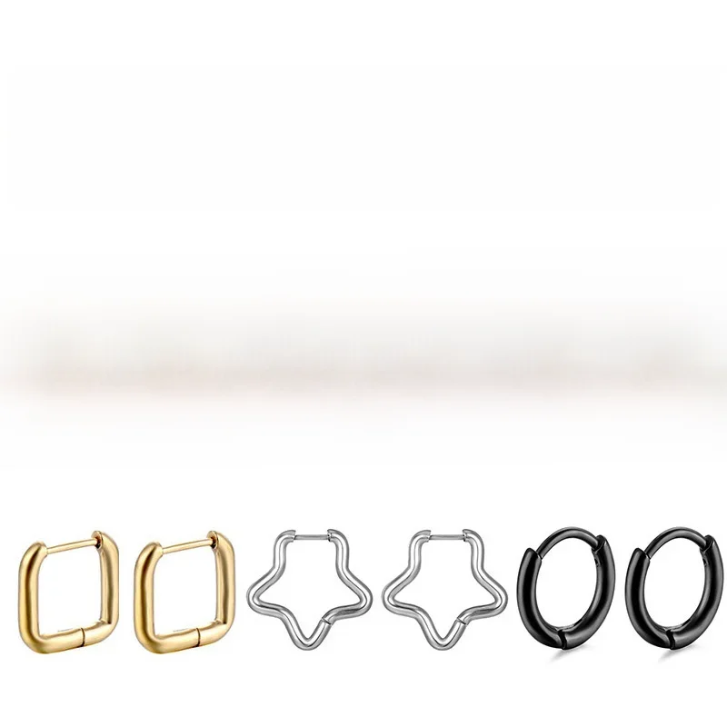 Boucles d'oreilles géométriques polygonales en acier inoxydable pour homme et femme, bijoux de fête, Chic, petit cercle, Punk