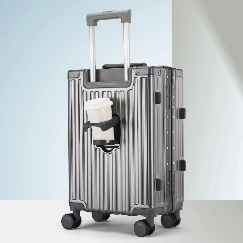 Studentenkoffer met aluminium frame, trolleykoffer met grote capaciteit, nieuwe sterke en duurzame wachtwoordbox, universele wiel voor heren en dames - afbeelding 2
