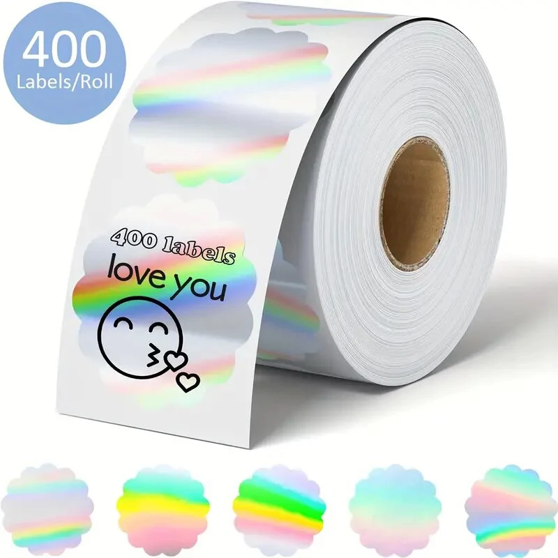 VOOR Phomemo 241BT 246S D520 50mm-150mm LABEL Holografisch Zilver Laser Goud Gradiënt Bedankt Kaart sticker voor LOGO Barcode Birthda