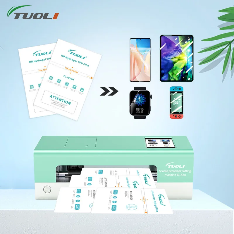 

TUOLI TL- 518 Fully Automatic Mobile Phone Screen Protector Cutting Tpu Hydrogel Film Skin Sticker Machine Unlimited No Cut Code