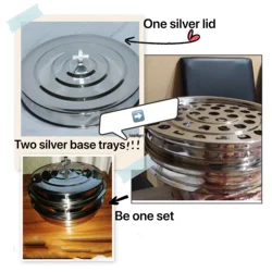 Stainless Steel communion tray with round Base Ceremony Serving Dish two tray set with a lid