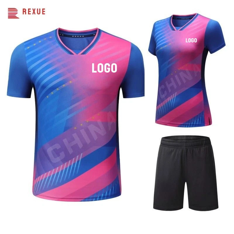 2024 Chinese Table Tennis Suit Uniform For Men Women Children China Print Badminton Jersey Volleyball Pingpong Custom Text Logo