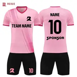 Pink Soccer Training Jersey Set 2 Piece Shirt And Shorts Custom Blank Kids Men Football Clothes Soccer Team Uniforms Print Logo
