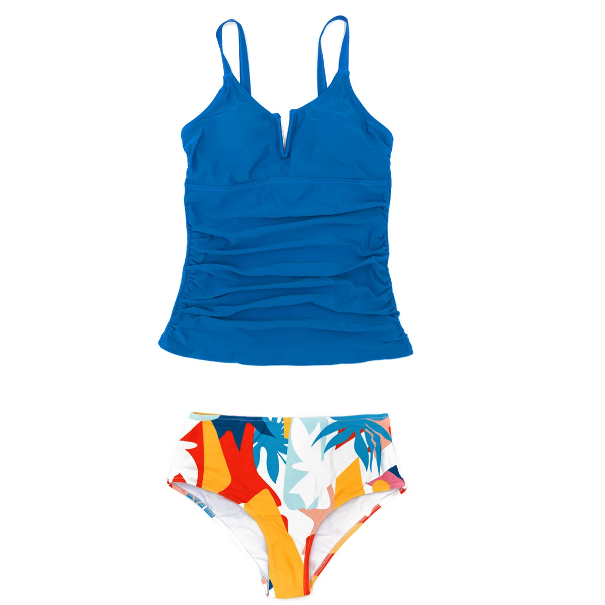 Beachsissi 2022 Mới In Hoa Tankini Bộ Nữ 2 Mảnh Vải Xếp Tập Điều Khiển Đồ Bơi Bikini Dễ Thương Bộ Đồ Tắm Đầm