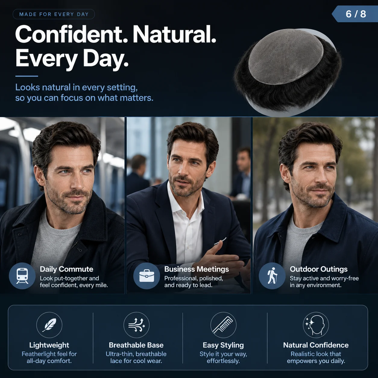 Topunique TJNG 0.03-0.04mm 6 Inches Super Thin Skin Mens Toupee Human Hair System For Men Protesis Capilar Hombre Pelo Humano