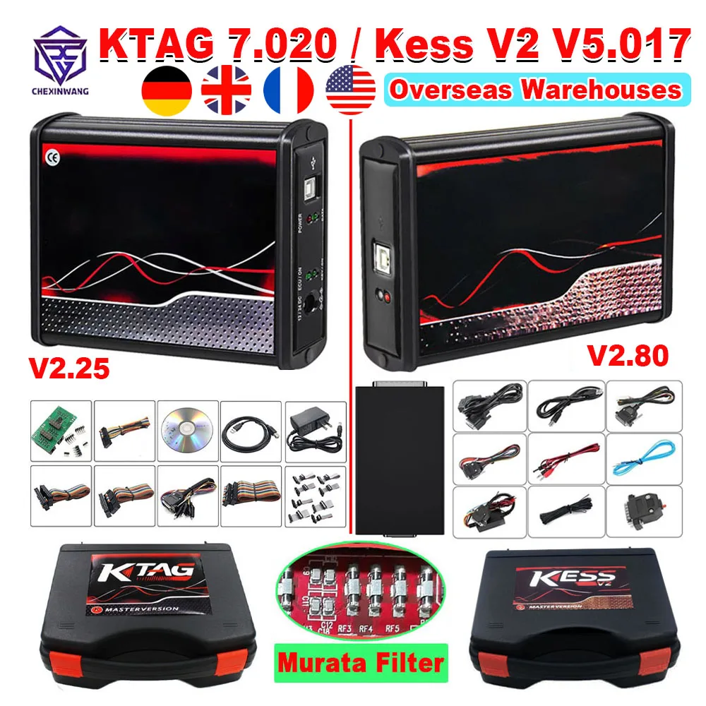 ECU Programming Tool KESS V2.8 V2 EU Red KTAG V7.020 V5.017 OBD2 Car Trucks ECU Chip Tuning Kit Online Unlimited Repair Tool