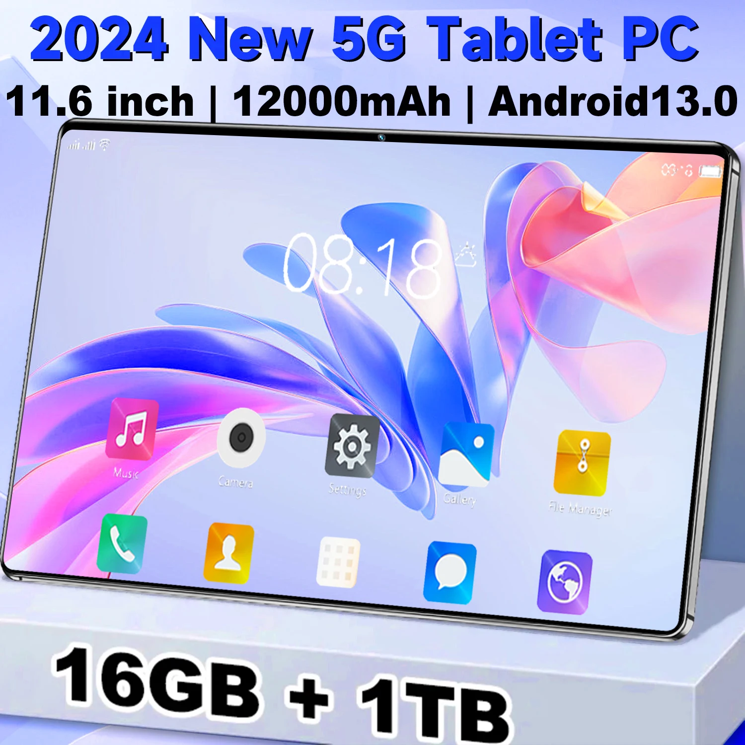 2024 11.6 Inch Tablet Android 16GB Ram 1TB Rom 16MP 32MP Android 13.0 12000mAh 10Core Network Bluetooth 4G 5G Official Tablets