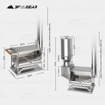 3F UL GEAR Outdoor Heating Camping Stove 304 Stainless Steel Hiking Picnic Winter Warm Cooking Multipurpose Firewood Tent Stove 4