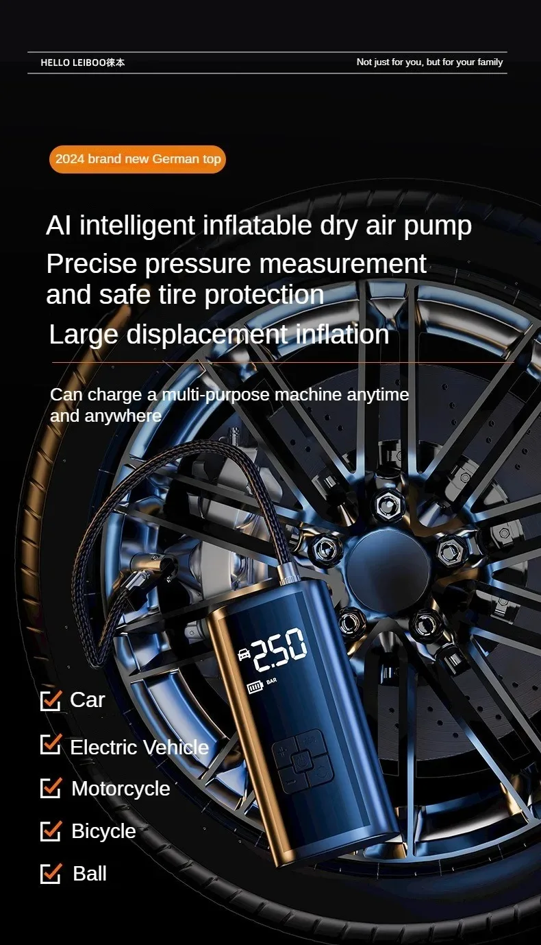 Eafc Kabellose Luftpumpe 150 Psi Auto-Luftpumpe Tragbarer Luftkompressor für Motorrad-, Fahrrad- und Autoreifen sowie Luftballons – Detail 8