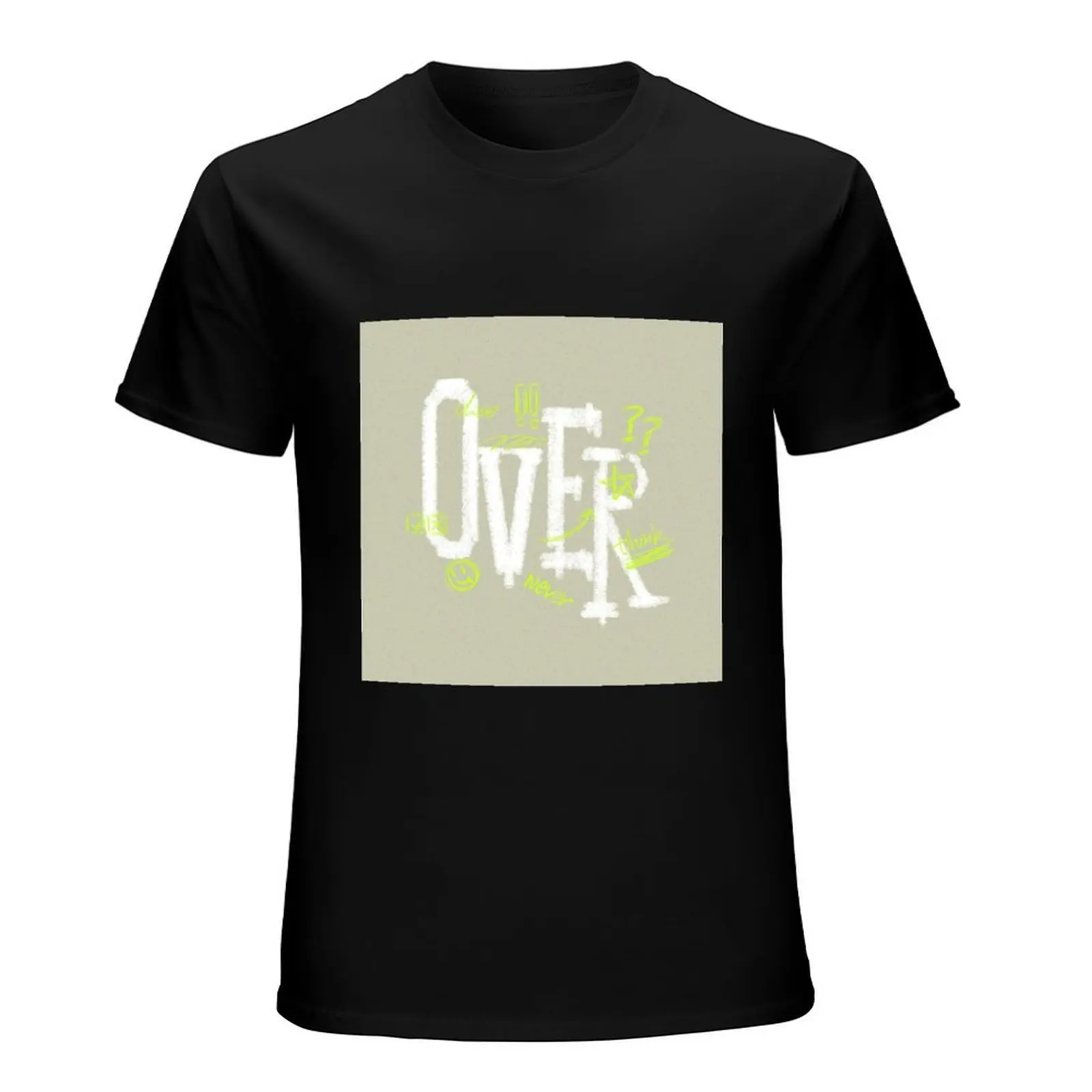 Distressed Graffiti Slogan Neon Smiley Black Tee Urban Trendy Breathable Summer Daily Short Sleeve T-shirt