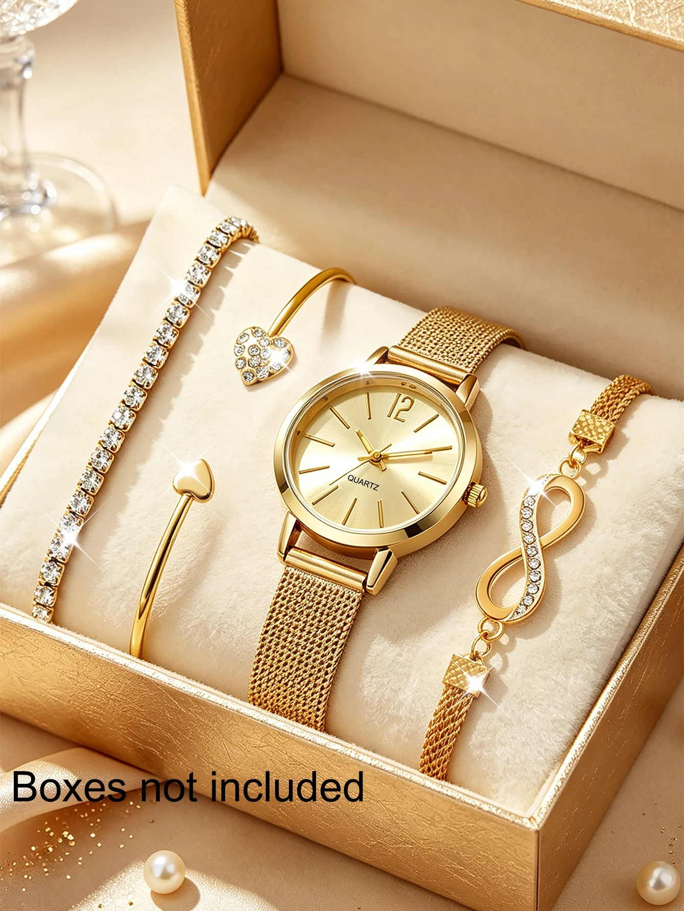 Women'S Holiday Formal Wear - 4-Piece Set, Elegant and Compact Quartz