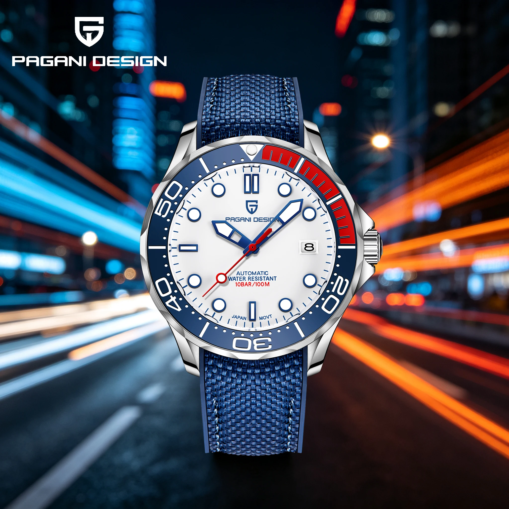 2026 PAGANI DESIGN Outdoor Casual Men's Automatic Mechanical Watches Sapphire Two-Tone Bezel Rubber Strap Luminous Diving Watch