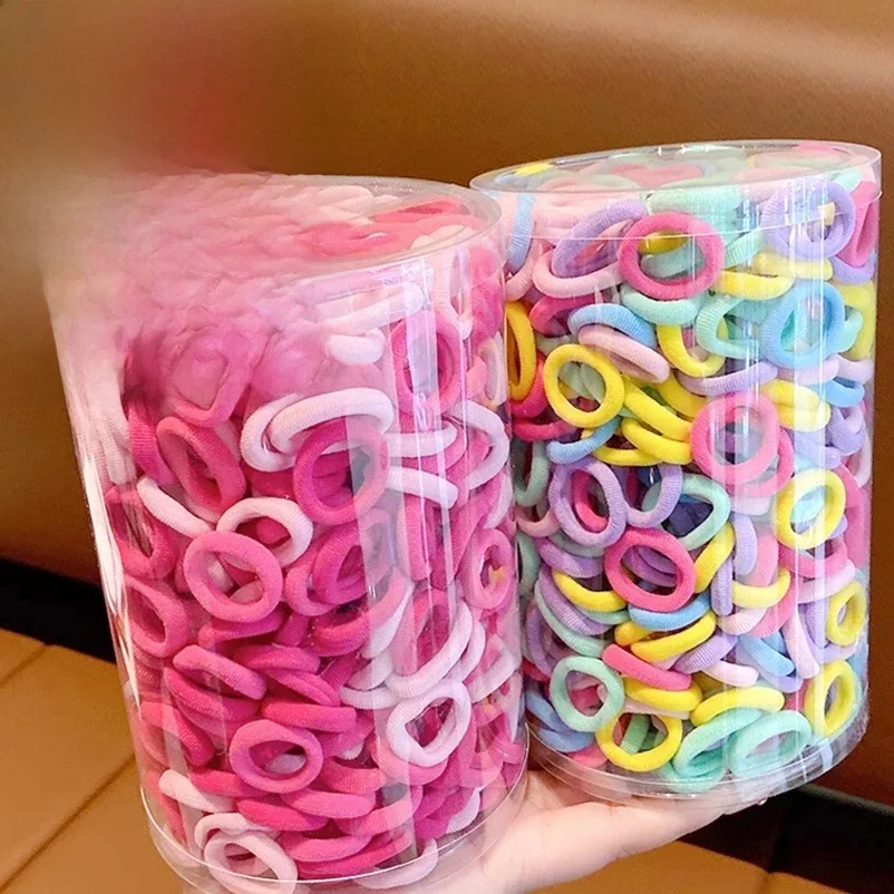 100/200 sztuk kobiety dziewczęta kolorowe nylonowe elastyczne gumki do włosów kucyk trzymaj małe gumki do włosów opaski gumowe Scrunchie akcesoria do włosów — zdjęcie 2