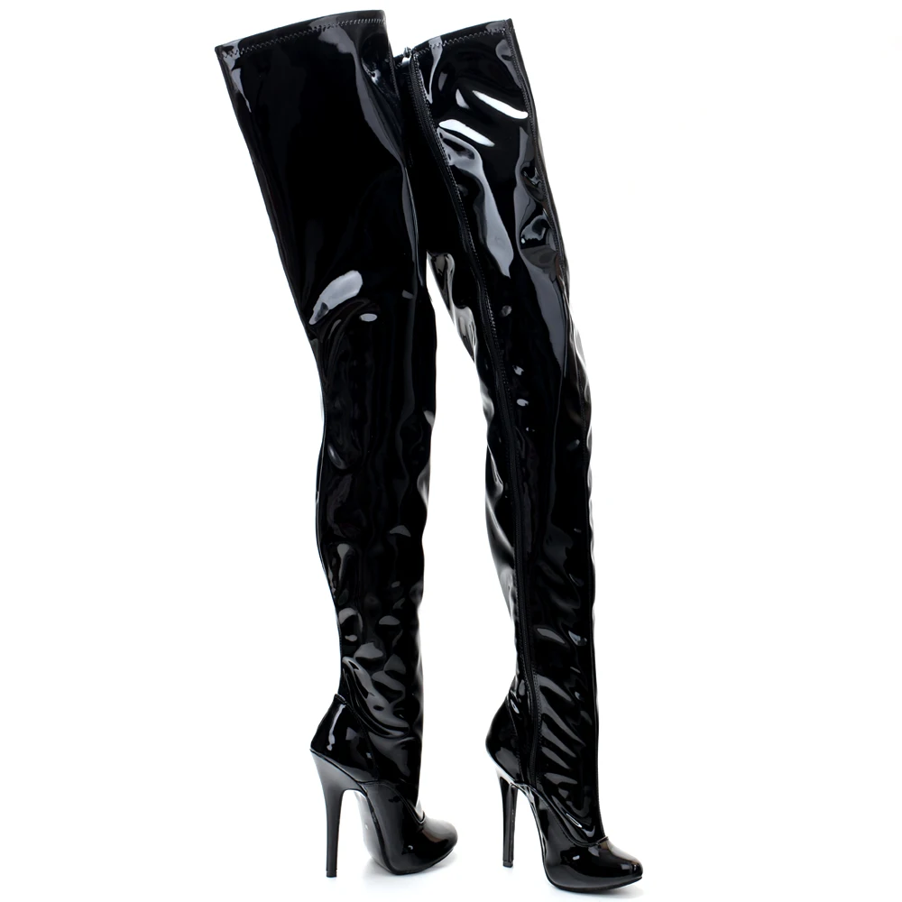 5 Inch Stiletto High Heel Vintage Fetish Sexy Patent Stretch Over The Knee Thigh High Boots