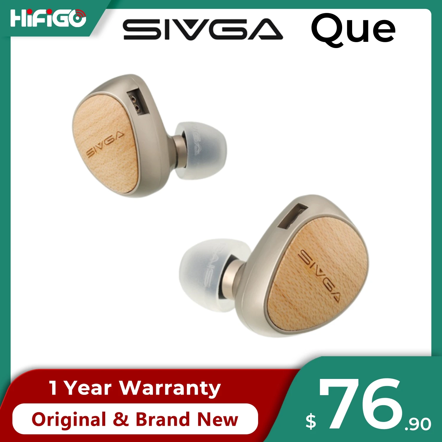 

Sivga Que 10mm Beryllium Diaphragm Dynamic Driver In-Ear Earphone Maple Wood Face Covers Retro Headphones with 3.5mm 2Pin Cable