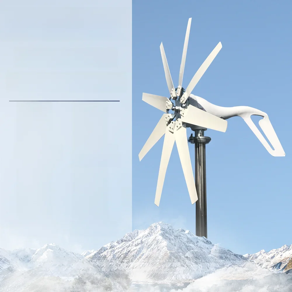 Turbina wiatrowa o osi poziomej 1000W 1KW 12V 24V 48V, generator wiatrowy z certyfikatem CE, energia wolna, niskoszybki start, off-grid, do użytku domowego. (System Off Grid) — Zdjęcie 2 z 2