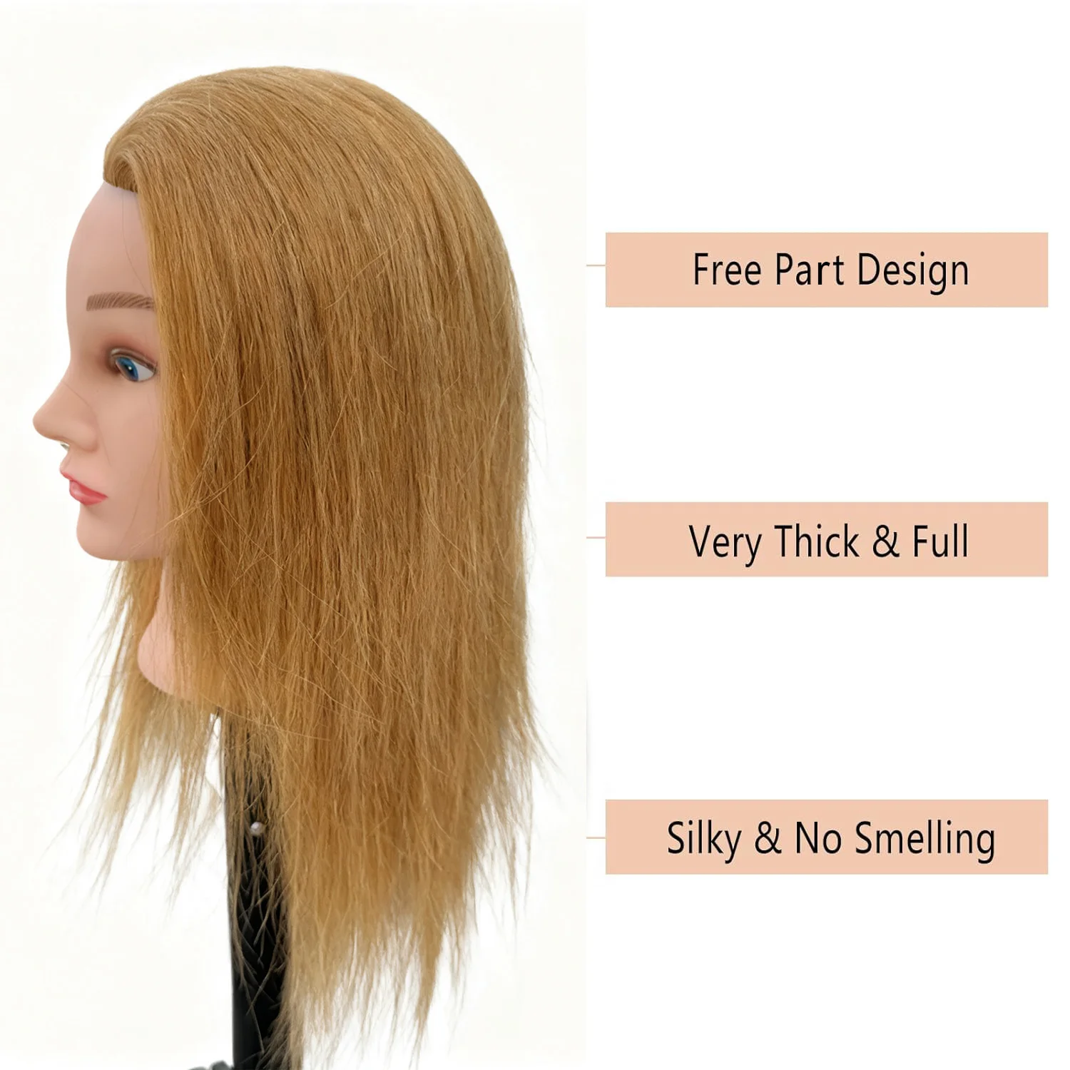 27 # عارضة أزياء للتدريب مع حامل مشبك قابل للتعديل للطاولة، رأس عارضة أزياء للتدريب على الشعر البشري لممارسة تصفيف الشعر #3