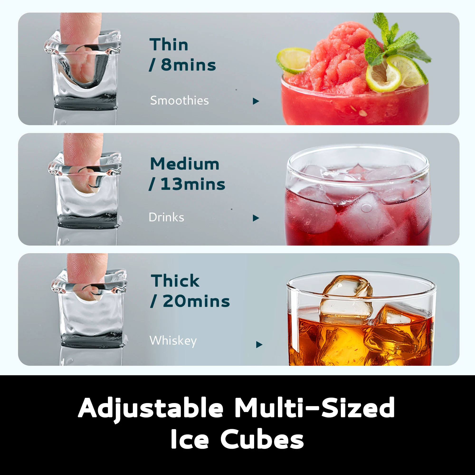 SIMZLIFE Ice Cube Maker Machine with External 34Lbs Water Tank 16Pcs Ready in 13 Mins 2 Ways to Add Water for Kitchen Office Bar