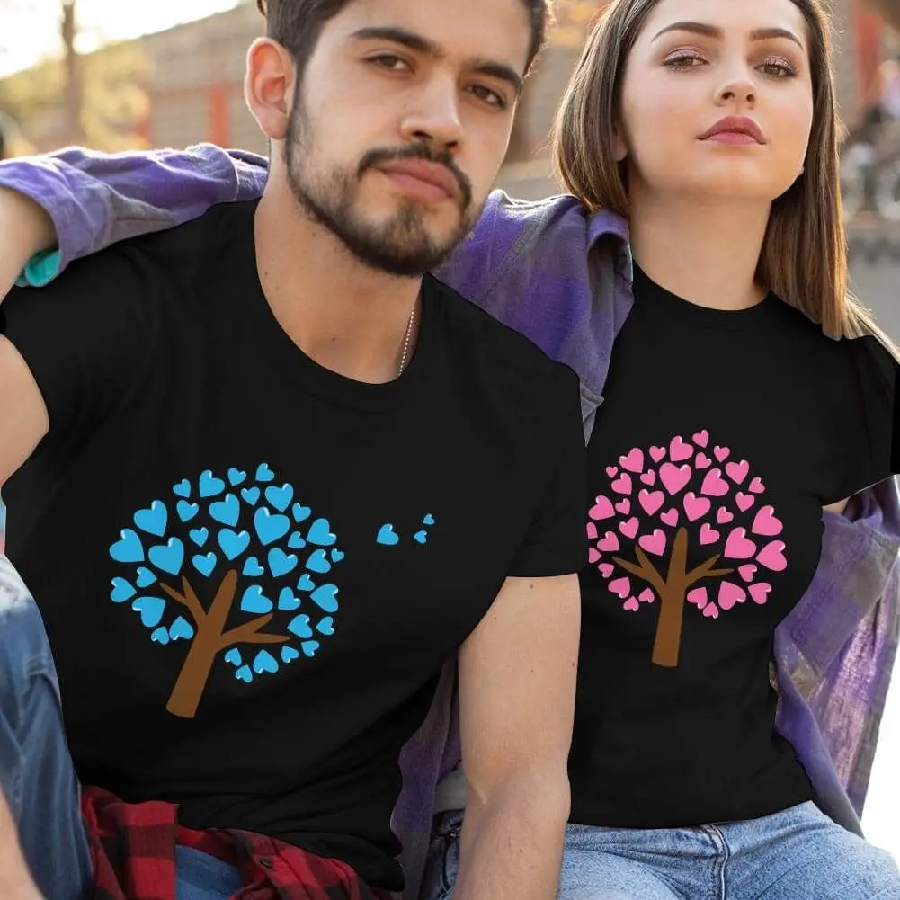 

Unisex Tree Design Couple T-Shirts - Nature-Inspired Matching Tee Set- Valentine's Day Gift- T-shirts for Couples and Lovers