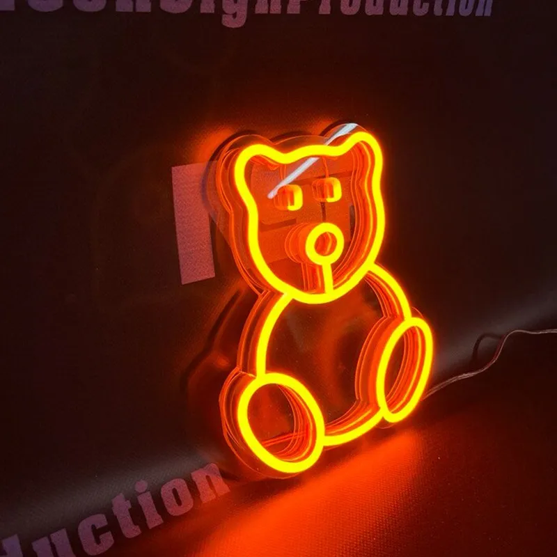 Cute Bear Led Neon Sign,Toy Store Signage Animal Series USB Neon Light for Bedroom Room Party Decor Neon Wall Art Decoration