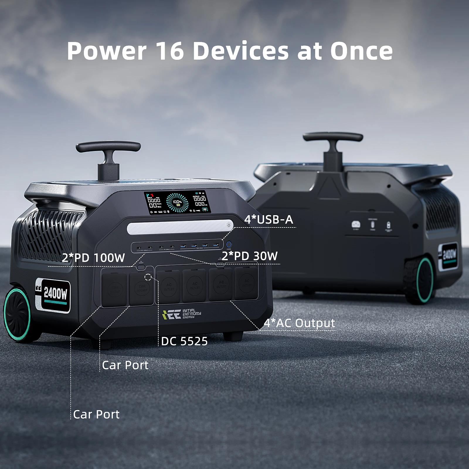 IEE P2400 2400 واط محطة طاقة محمولة 2048Wh الحياة مخيم الجيل الشمسي APP التحكم مع ضوء الاتحاد الأوروبي التيار المتناوب الناتج/الإخراج PV المدخلات
