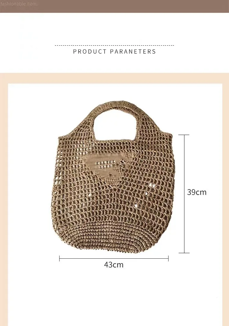 Beach Straw Bags Women Fashion Summer Shoulder Bag Female Hollow Handwoven Soft Handbag Large Casual Tote Simple Storage Bag